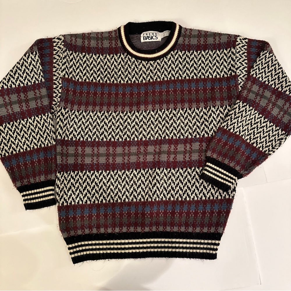 Vintage Trend Basics Intricate Knit Sweater Mens Size Large